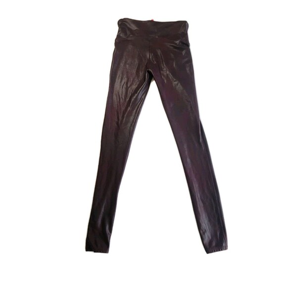SPANX High Waisted Liquid Sparkle Leggings Size S Burgundy Sculpting Booty Boost - Picture 7 of 9
